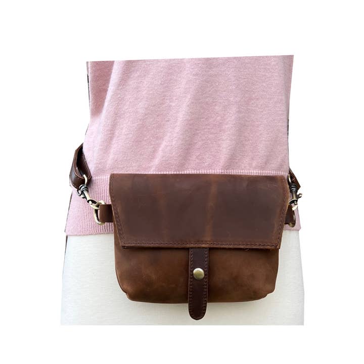 Roma Leathers, Inc. - Wholesale Crossbody Bag - Women's - W022S crazy horse genuine leather crossbody5