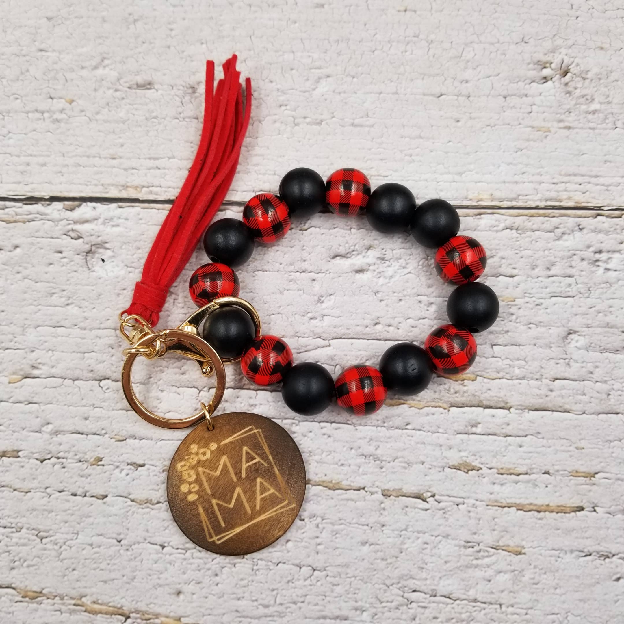 Treasure Wholesale – wholesale Keychain bracelet – Colorful Leopard Wood Bead Bracelet Keychain8