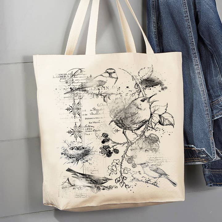 Bolso vintage de lona Shabby Chic Spring Birds para venta al por mayor de Avery Lane Gifts