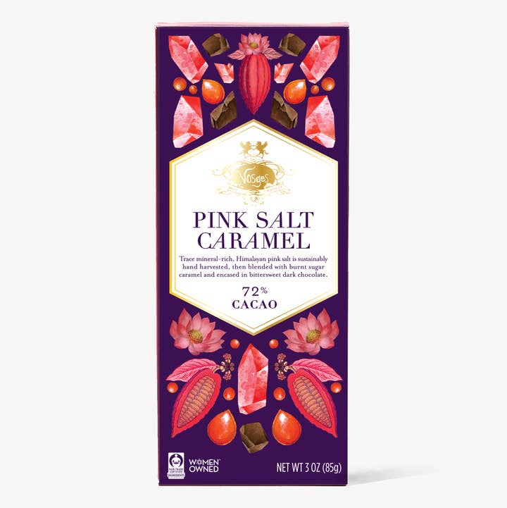 Dark Chocolate Bar w/ Himalayan Pink Salt & Caramel -Gourmet for wholesale by Vosges Haut-Chocolat