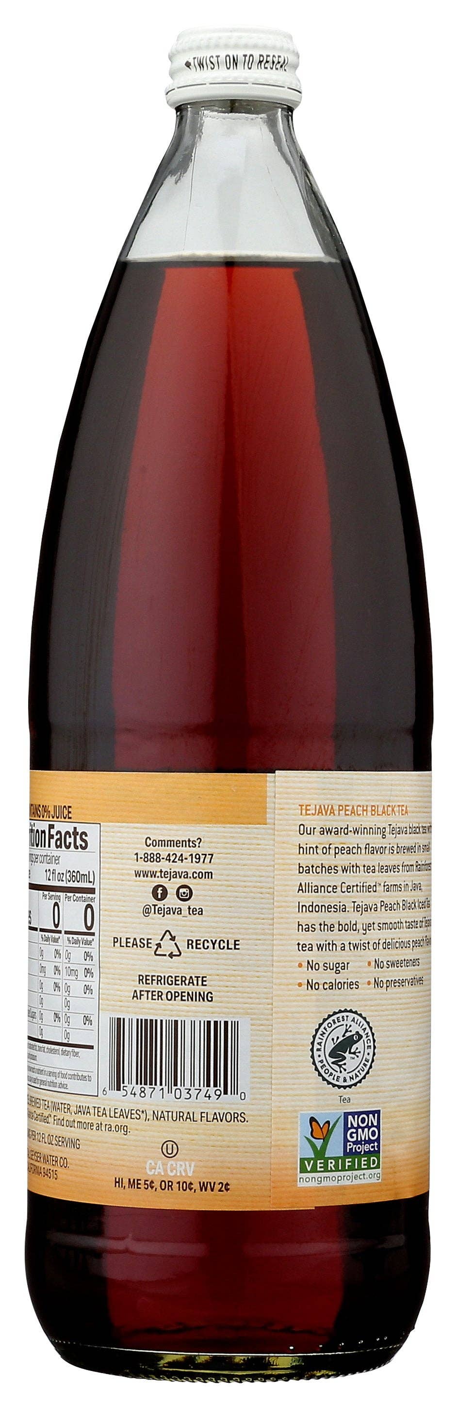 Everyday Supply Co - Wholesale Iced Tea - TEJAVA TEA BLACK PEACH UNSWEET - Case of 121