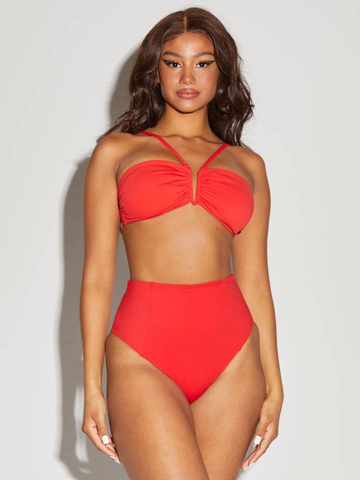 Converty Bandeau Top - Red for wholesale by TA3 Swim
