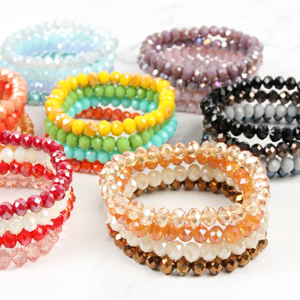 MYS Wholesale Inc - Vente Parures de bijoux - Bracelet extensible en perles de cristal à quatre lignes19