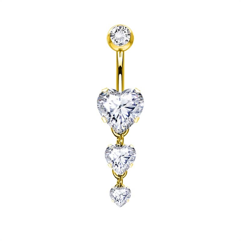 AMORINO SRL - Wholesale Belly Ring - PIERCING BANANA WITH HEART-SHAPED ZIRCONIA PENDANTS - JQ880B0921