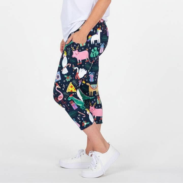 Christmas Party Deluxe Pocket Capri for wholesale by Natopia