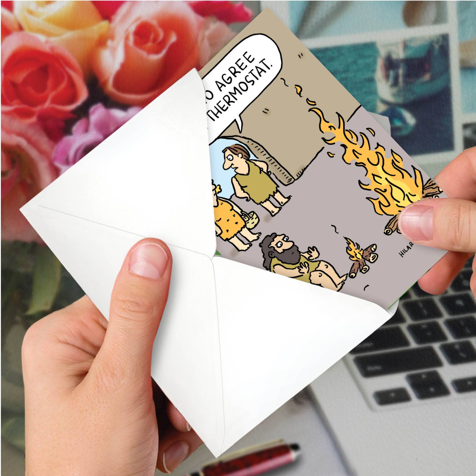 NobleWorks - Venta al por mayor Tarjetas de aniversario - NobleWorks - Tarjetas de aniversario con termostato cavernícola2