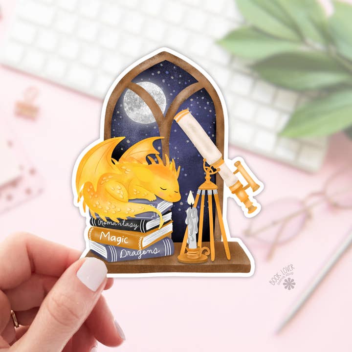 Sleepy Little Book Dragon Stickers / Bookish Stickers for wholesale by Book Lover Merch Shop