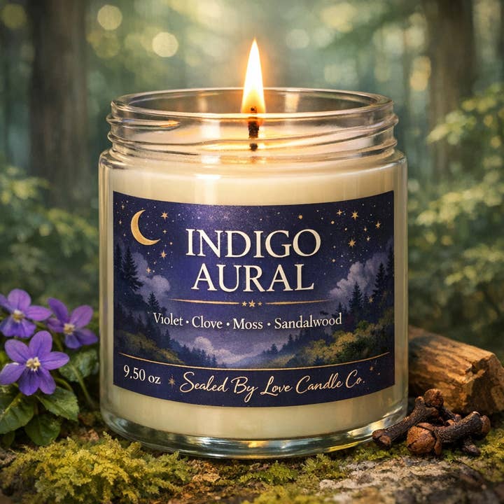 Indigo Aural Candle for wholesale by Sealed By Love Candle Co.
