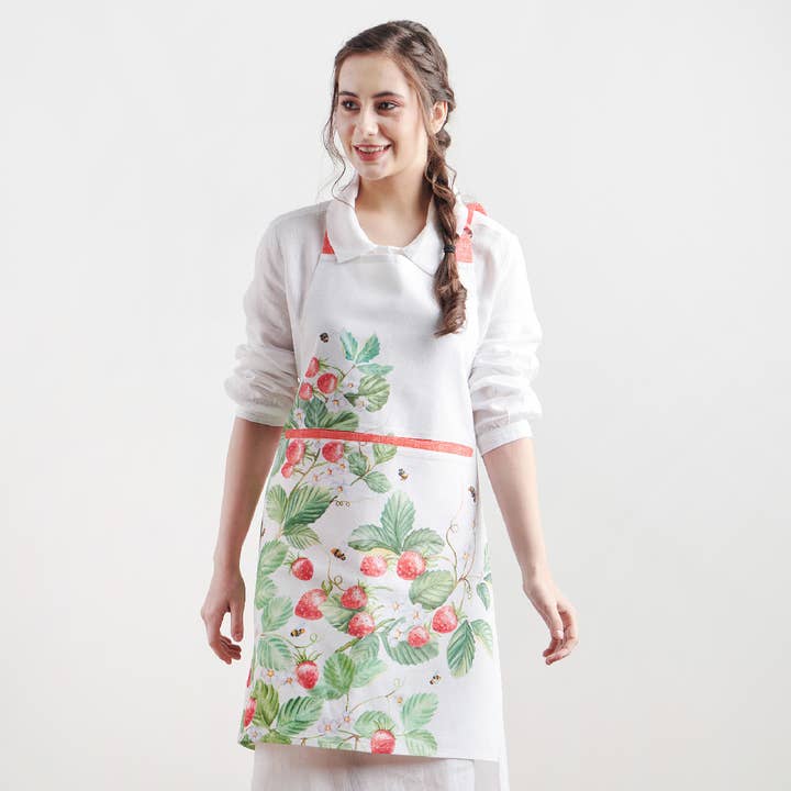 Apron 100% Cotton - Everyday Cooking - Strawberry Summer for wholesale by Maison d'Hermine - Design in Every Thread