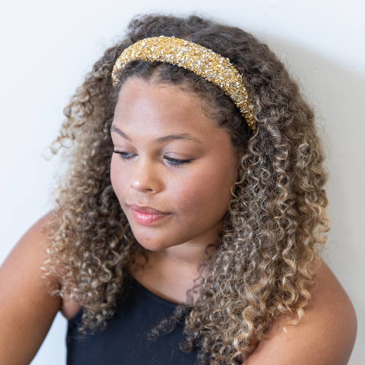 Bandeau All That Glitter en édition limitée - Teintes dorées pour la vente par Headbands of Hope | One Purchased One Donated
