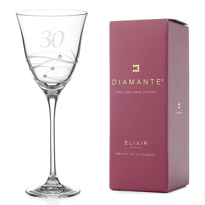 Diamante Swarovski 30th Birthday Wine Glass – Single Crysta for wholesale by DIAMANTE