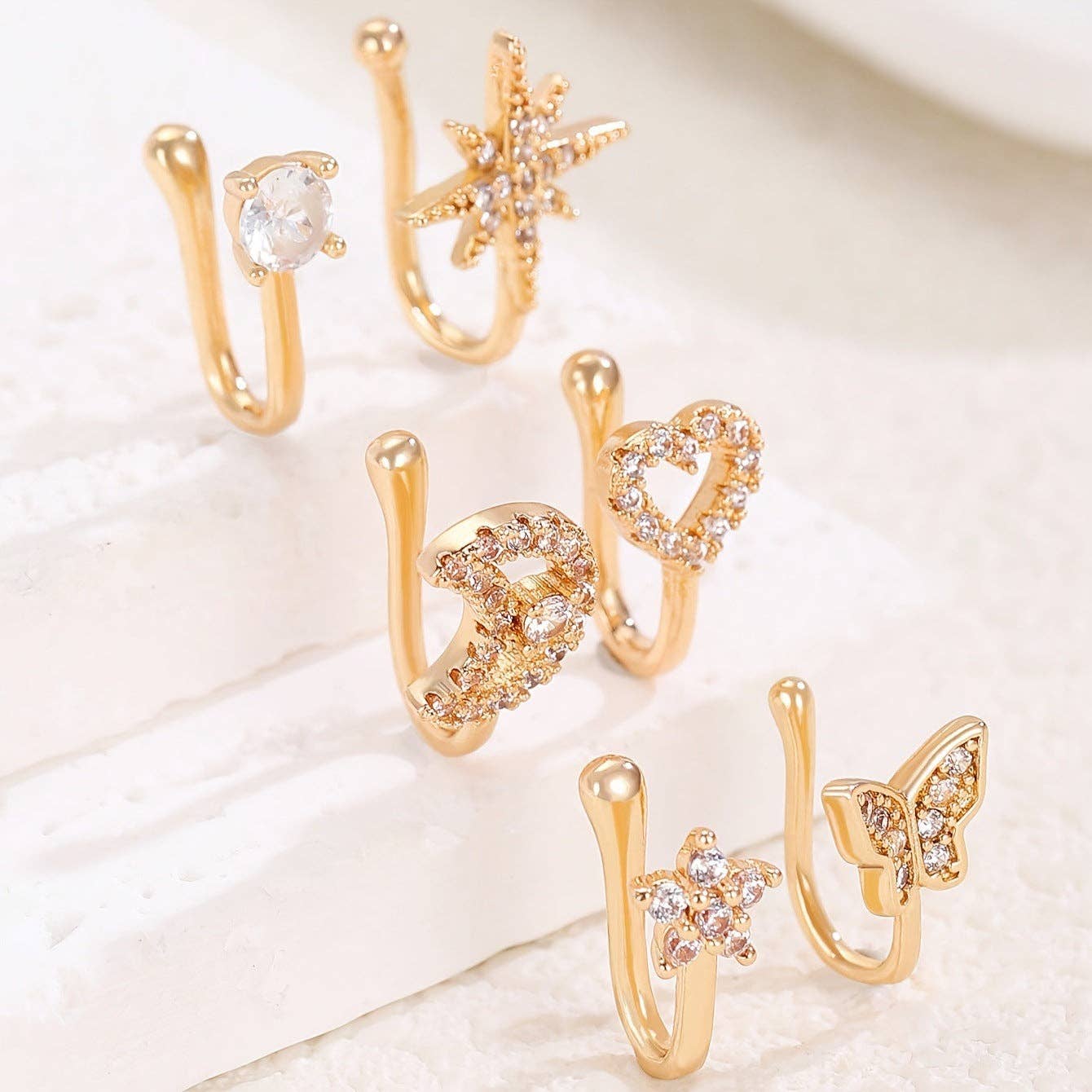 SALINA TRADING INC - Wholesale Neusring - U-vorm Ster Hart Kroon Niet-piercing Neusring88