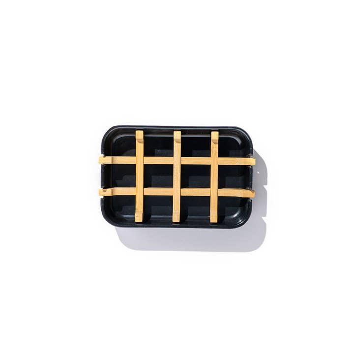 FinchBerry - Wholesale Bath Soap Dish - Black & Bamboo Soap Dish Home Bathroom Sink Decor1