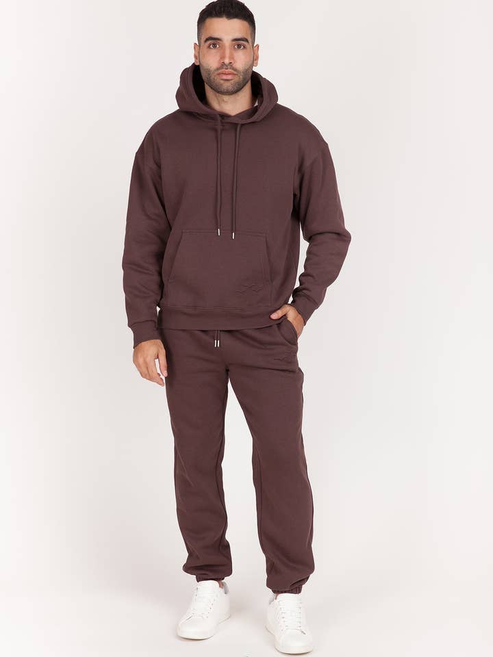 Herrhoodie i espresso för wholesale av Lazypants