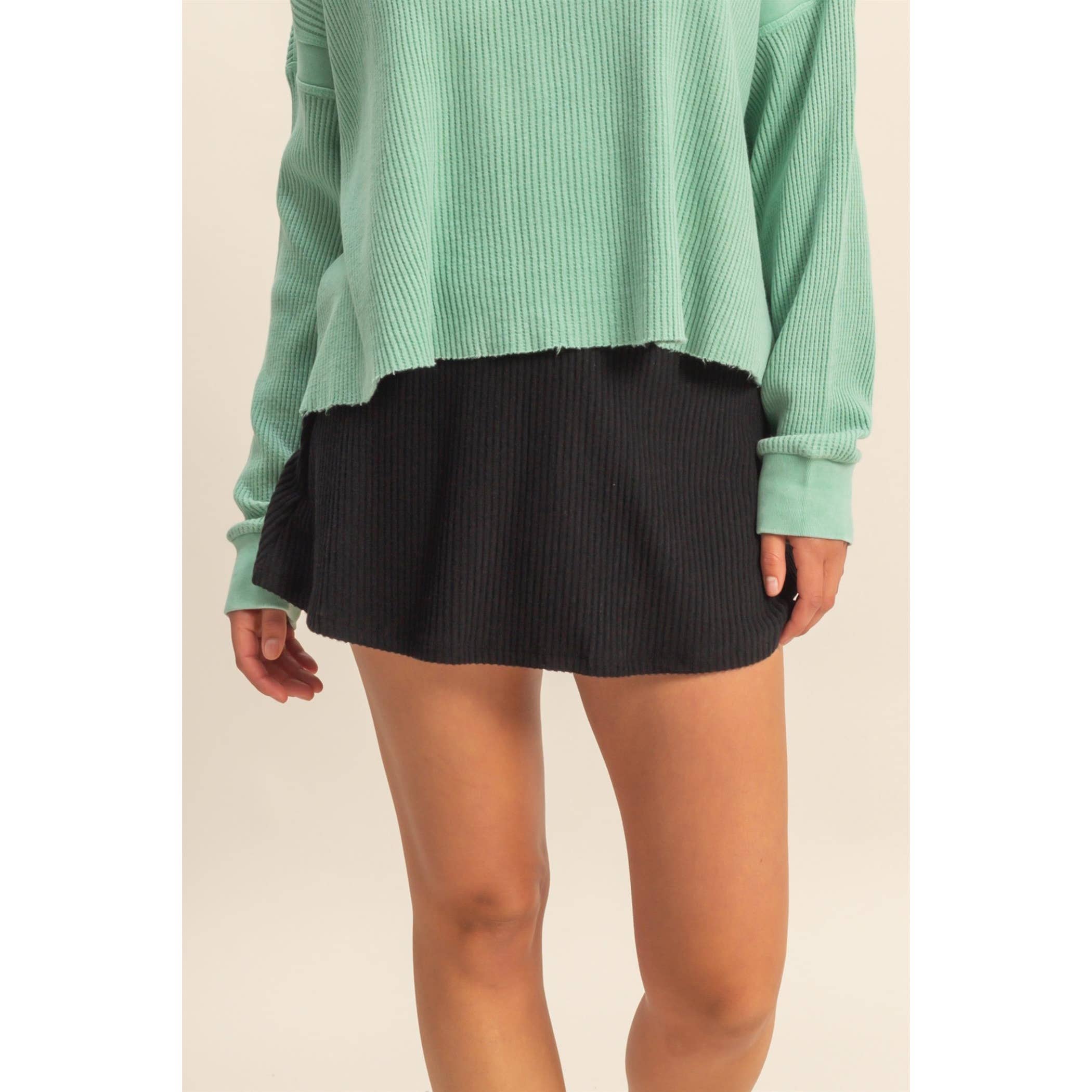 Double Zero - Wholesale Skort - Women's - Ribbed Elastic Waist Mini Skort5