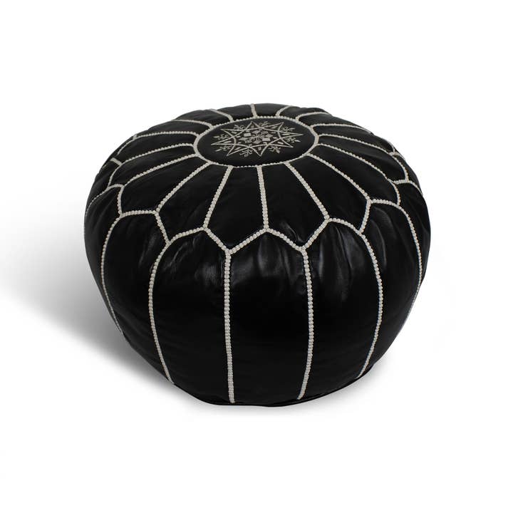 Leather pouf ottoman, Seat cushion, Floor cushion, Unstuffed for wholesale by Melecraft