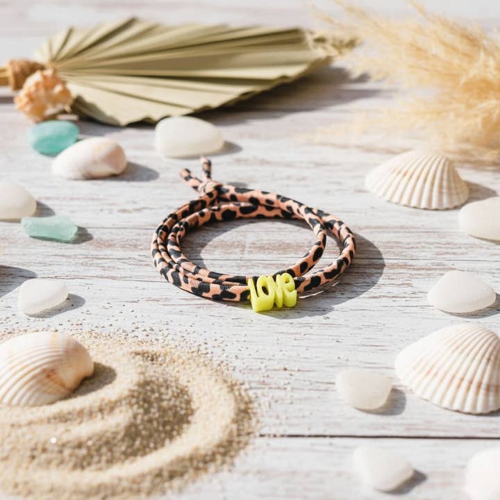 Wikkelarmband leopard love lichtgeel para venta al por mayor de Ibiza Boutique