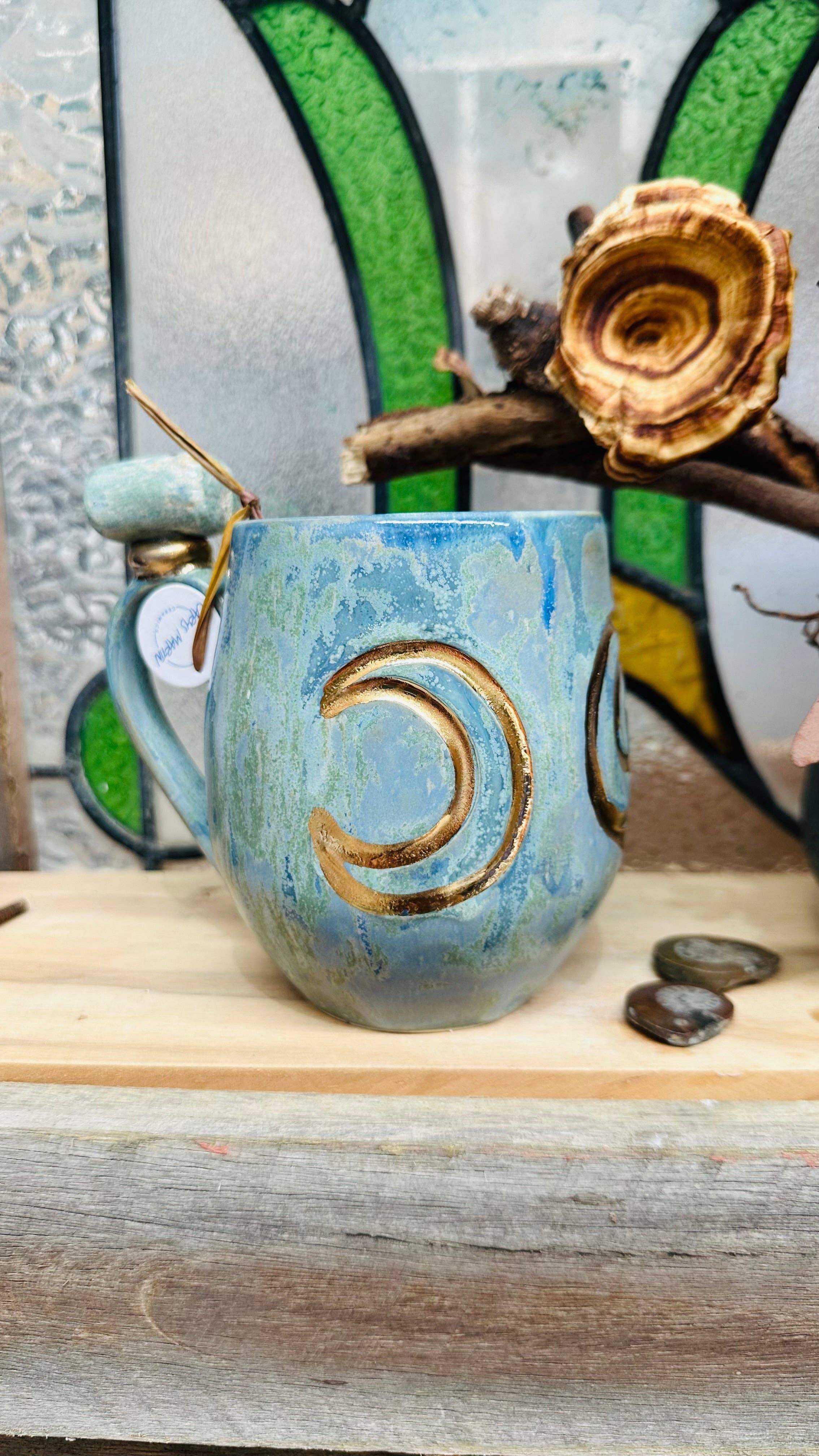 Carys Martin Ceramics - Wholesale  - Ruby in Zoisite Triple Goddess Crystal Mug2