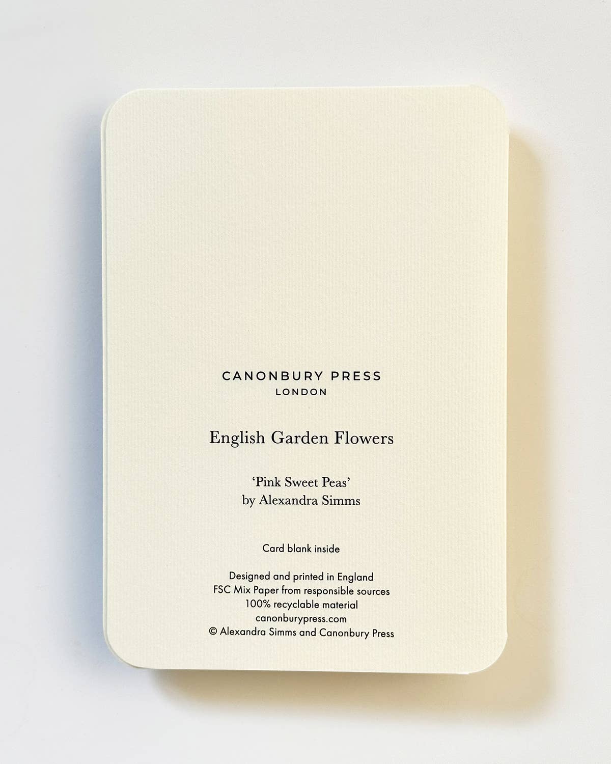 Canonbury Press - Wholesale Thank You Card - Pink Sweet Peas Greeting Card | Birthday Card | Luxury Cards3