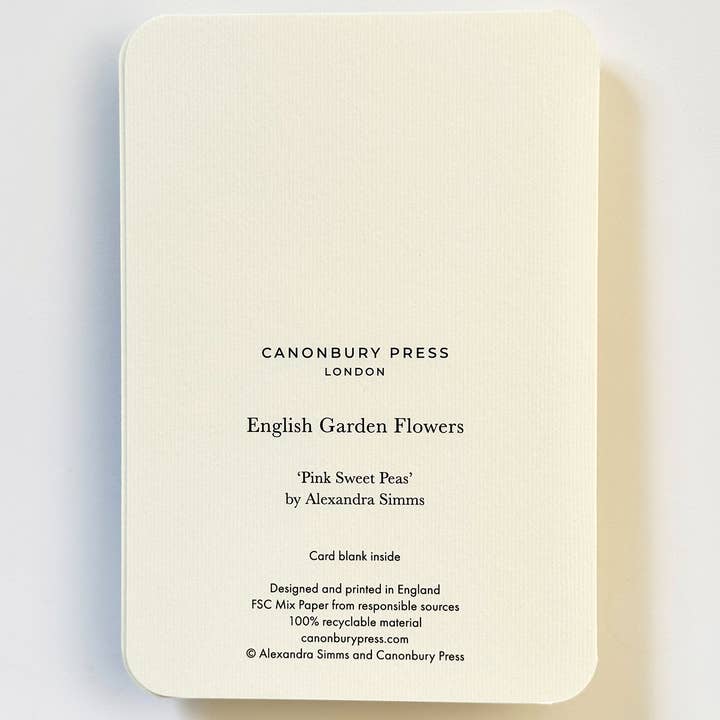 Canonbury Press – wholesale Tackkort – Rosa Luktärter Gratulationskort | Födelsedagskort | Lyxkort3