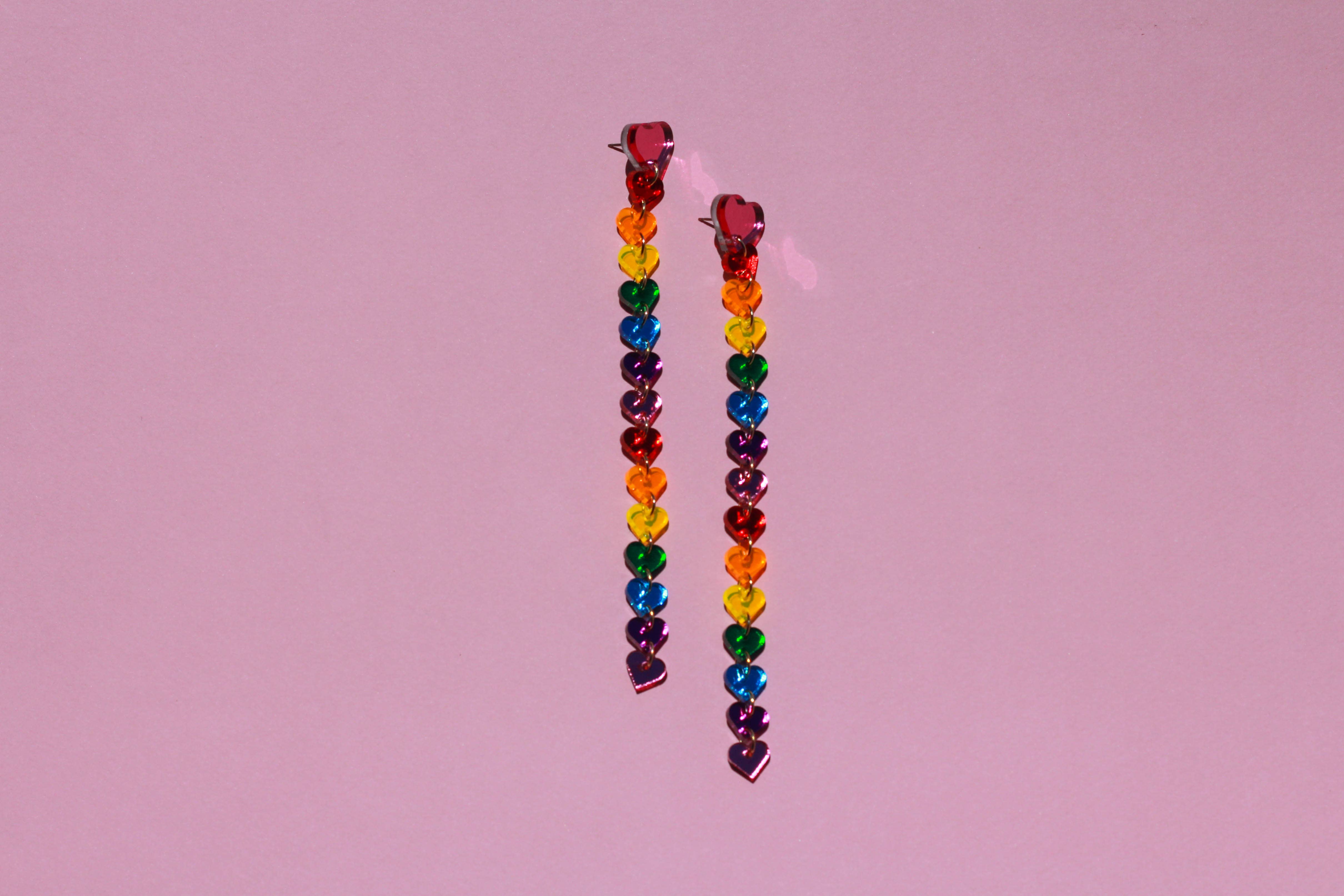 LUNA & SAYA - Wholesale Dangle Earrings - Rainbow Heart Drops Shoulder Dusters7