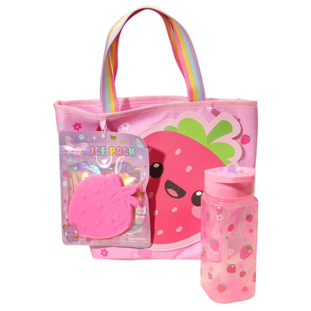 Sensibling Corp. - Wholesale Lunch Bag/Box - Kids - 3PCS - HOT FOCUS Kids Strawberry Lunch Essentials1