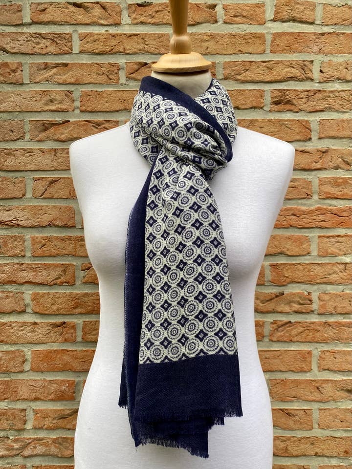 PALAZZO SJAAL - BLAUW - 80% KASJMIR / 20% ZIJDE voor wholesale door DIWALI PARIS