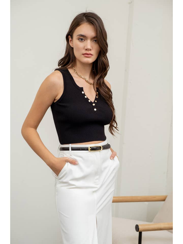 The Workshop Studio - Wholesale Knit Top - Women's - SNAP BUTTON SWEATER KNIT CROP TOP
