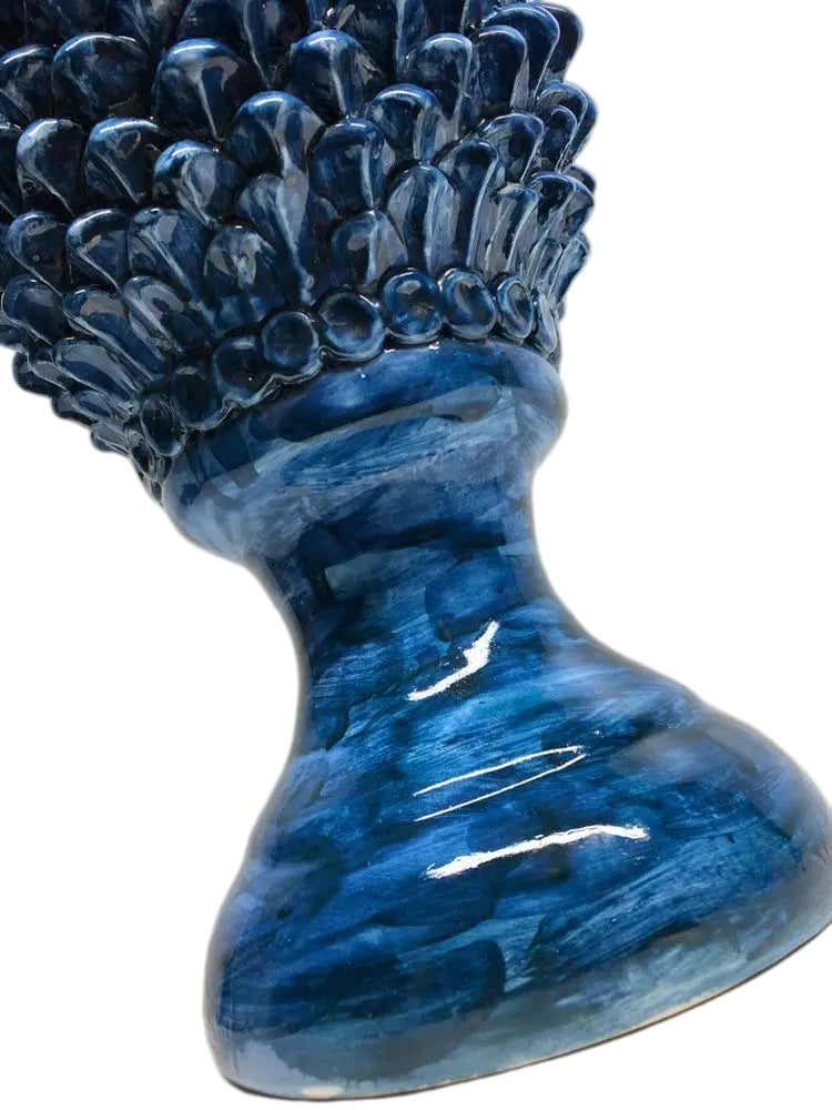 DD Ceramiche Siciliane - Vendita all'ingrosso Decorazioni da tavolo - Pigna Ceramica Caltagirone cm H.45 Artigianale Blu Antico Linea Luis2