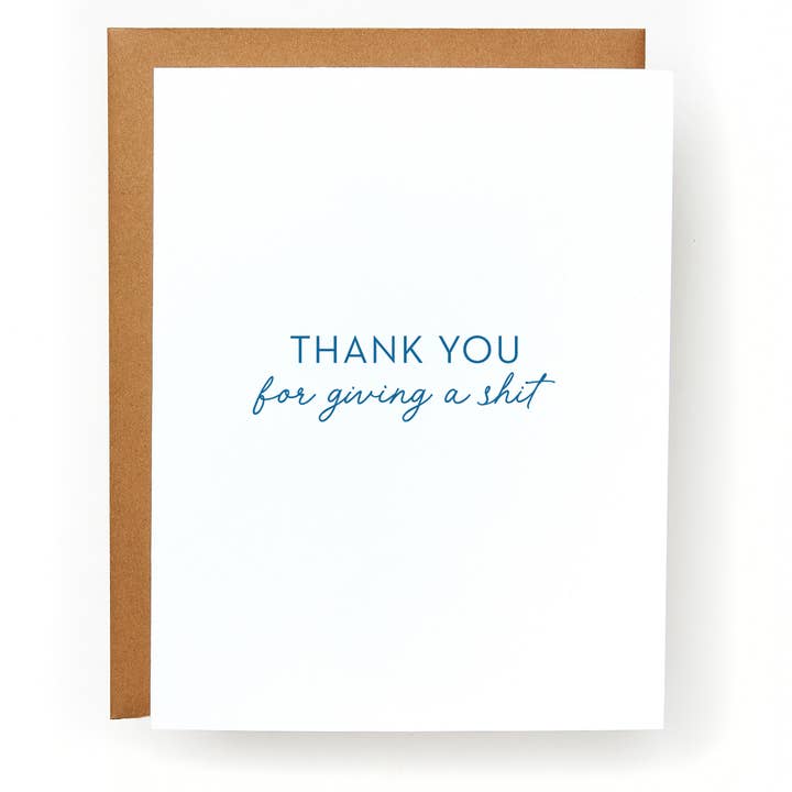 Carte de vœux Merci d'en avoir quelque chose à foutre pour la vente par Red Headed Stepchild Paper Co.