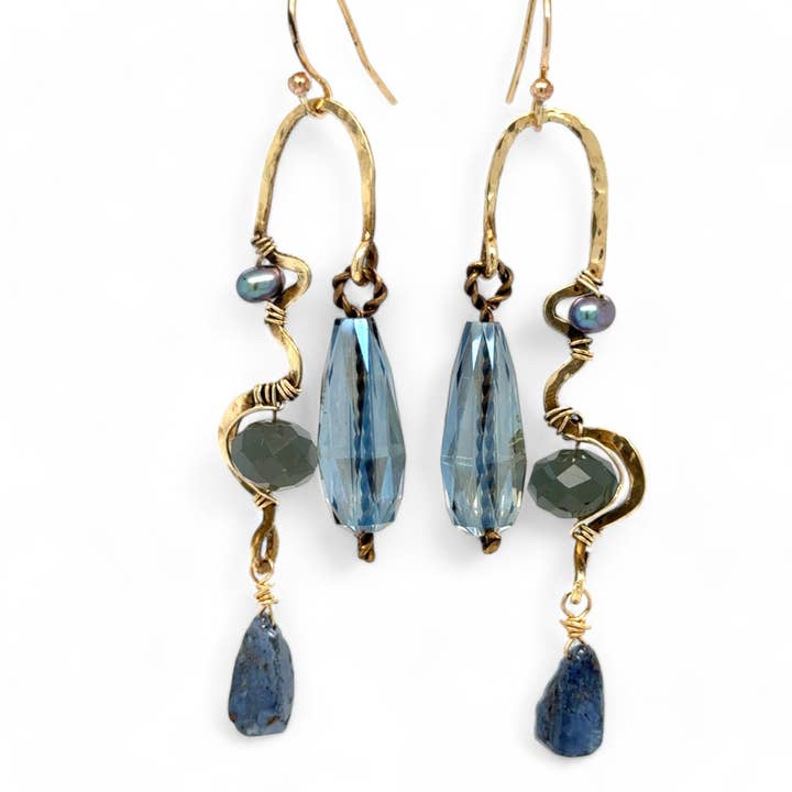 Pouring Water Kyanite Earrings E83421 for wholesale by Art by any Means Jewelry