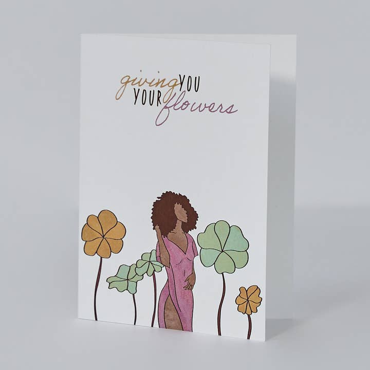 Giving You Your Flowers Greeting Card for wholesale by Illustrated Melanin