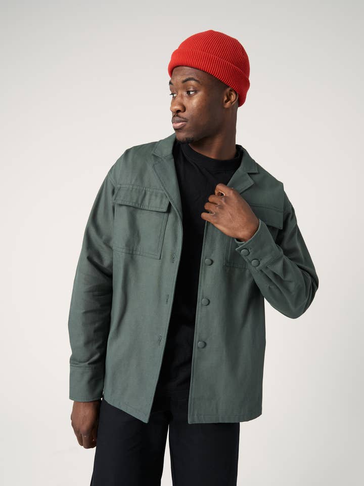 The Canvas Double Pocket Jacket / Hunter for wholesale by Rode To No Wear