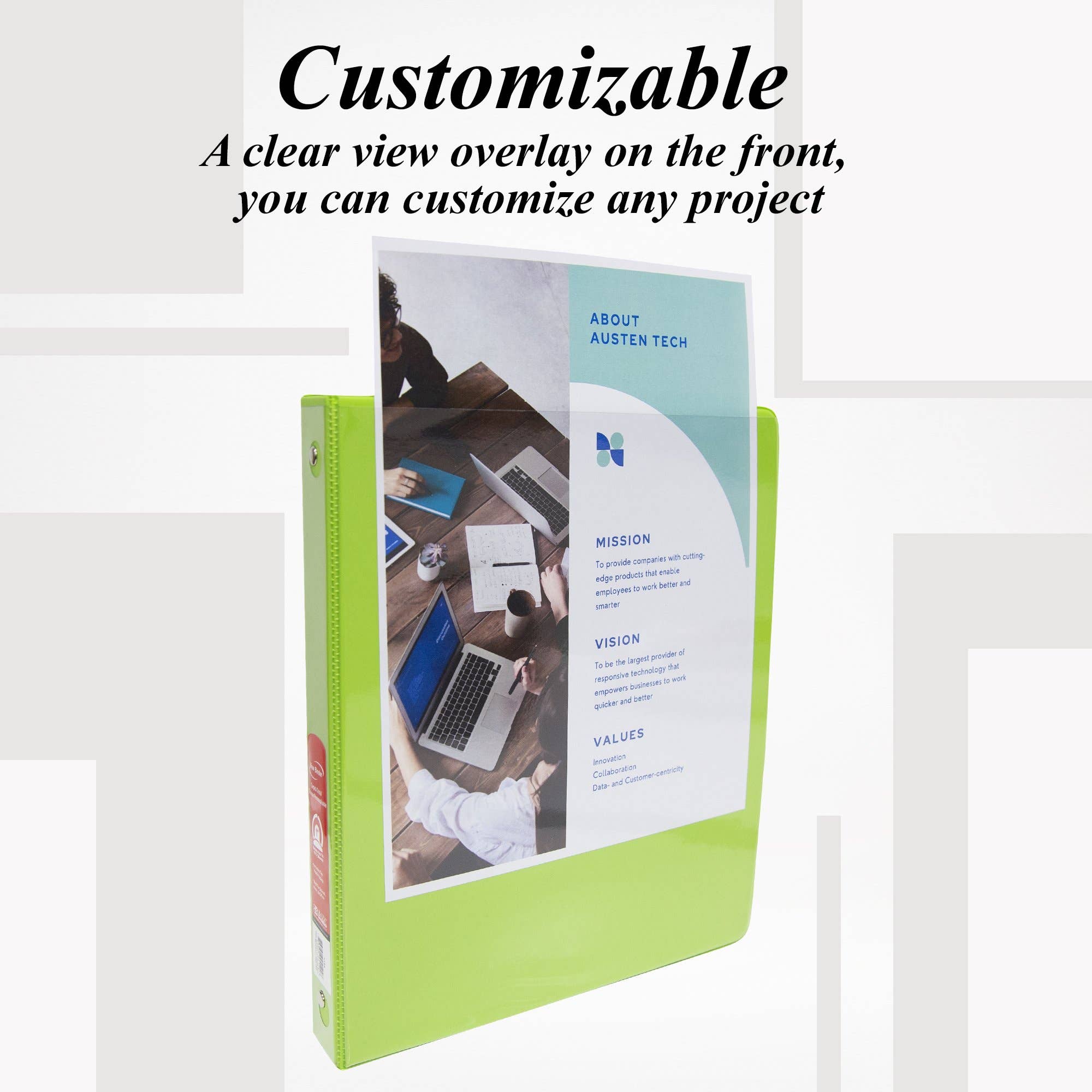 Luna Office Supply -  Everyday Essential - Vente Classeurs - Classeur 3 anneaux assortis couleur fluo de 1 po avec 2 poches4