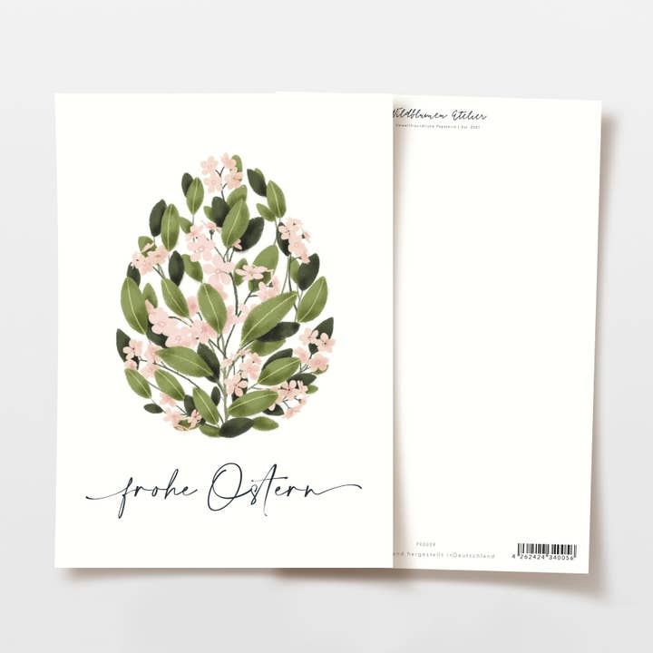 Osterkarte Blumen Ei Frohe Ostern, FSC zertifiziert für den Großhandel von Wildblumen Atelier