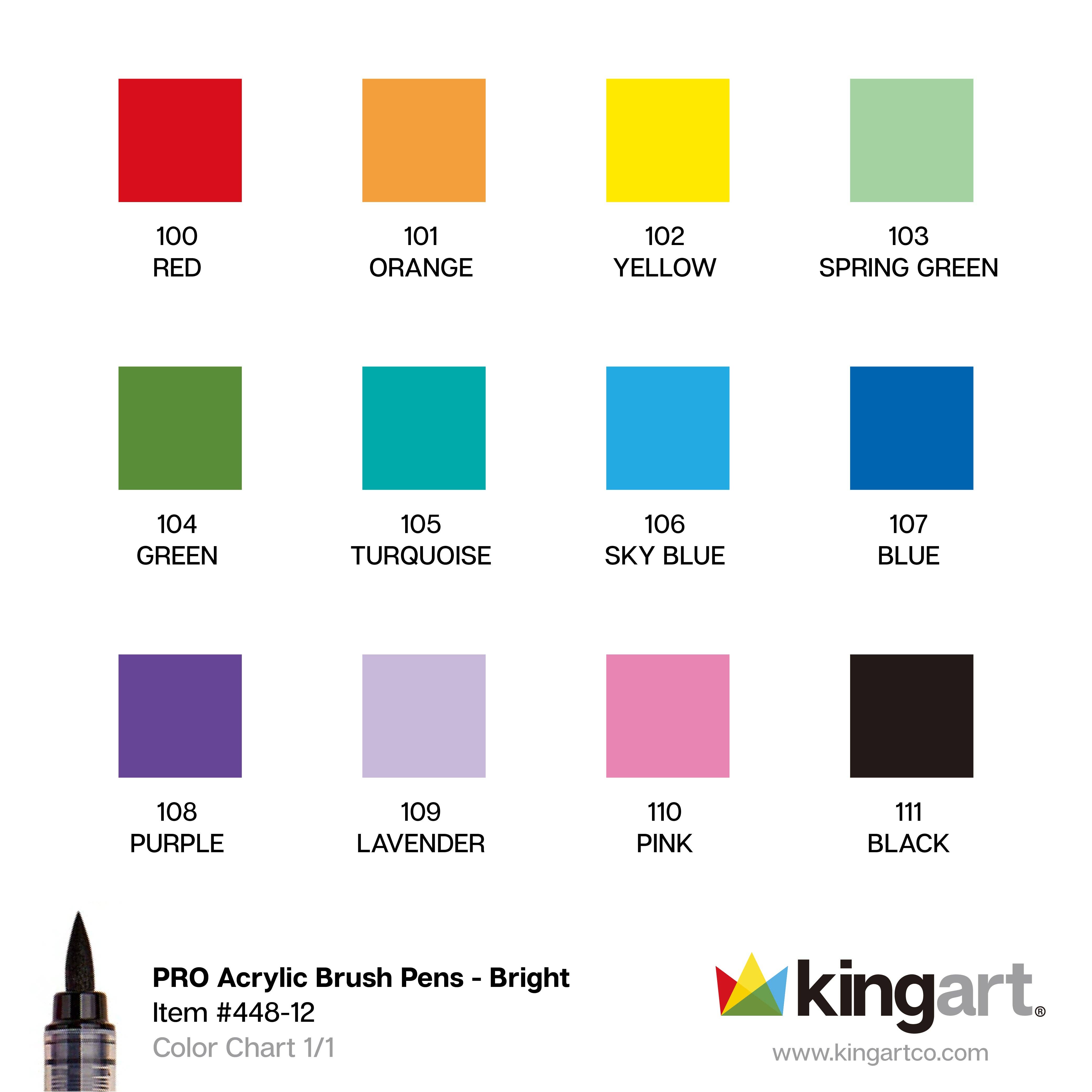 KINGART - Wholesale Stiften - Acrylverf Penseelstiften - 12 Klassieke Kleuren3