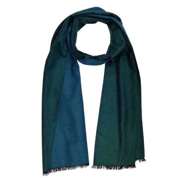 Seabright Seidenflanell Schal Dunkelgrün Blau pour la vente par Seabright