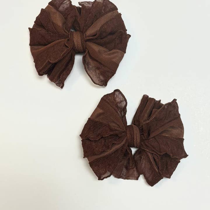 Ruffle Clip Set - Bruin voor wholesale door Rockin Royalty