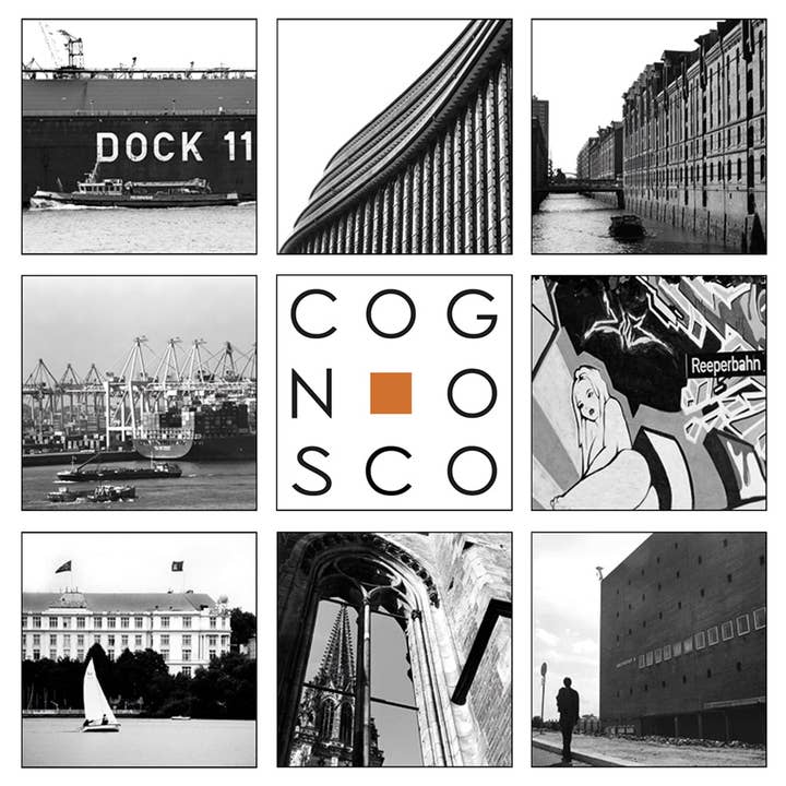 Scatola pieghevole Hamburg con set di 8 cartoline doppie e buste in elegante confezione regalo per la vendita all'ingrosso da parte di COGNOSCO