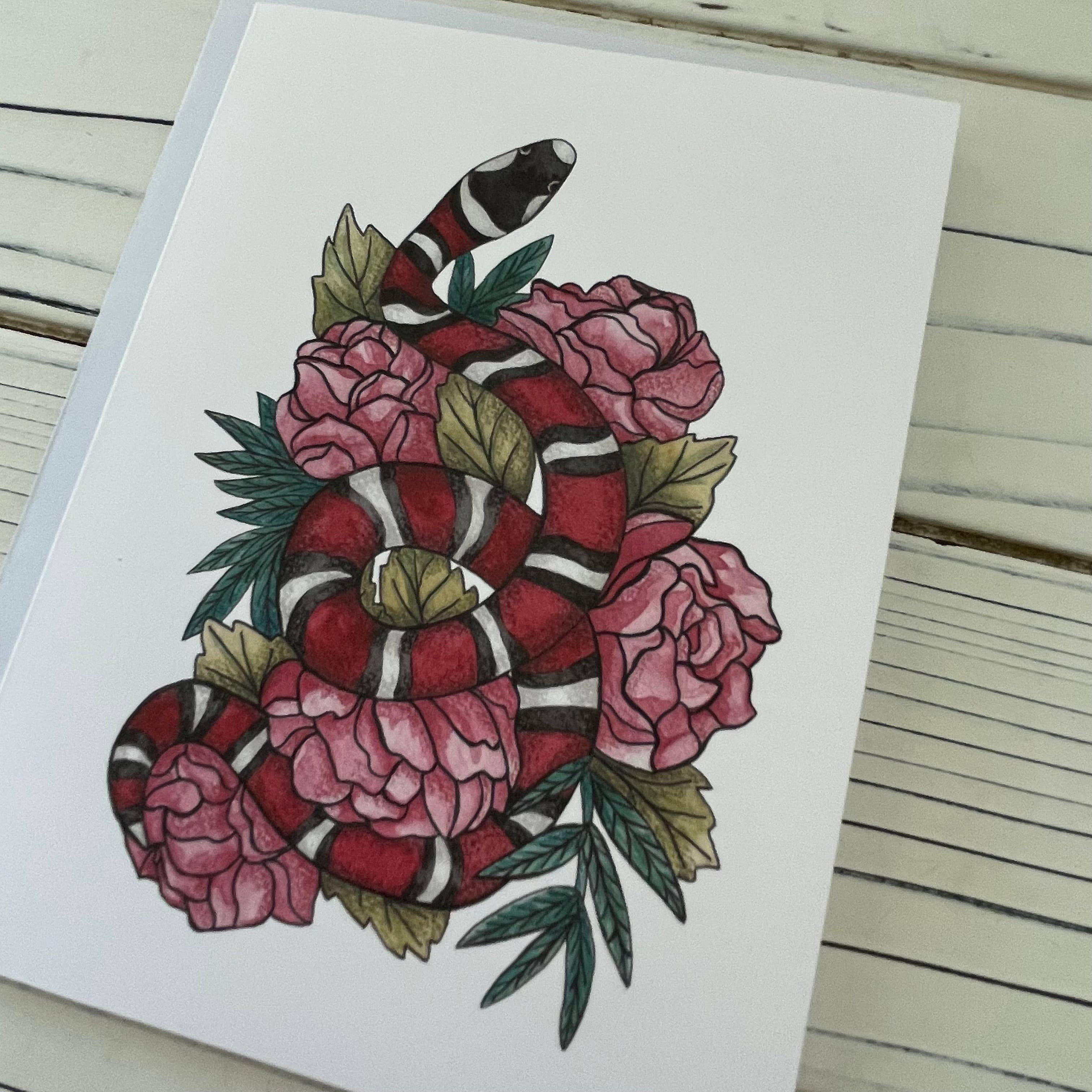 Two Deserts – Engroshandel Hverdagshilsen kort – Sonoran Mountain King Snake Lykønskningskort -Blank indeni1