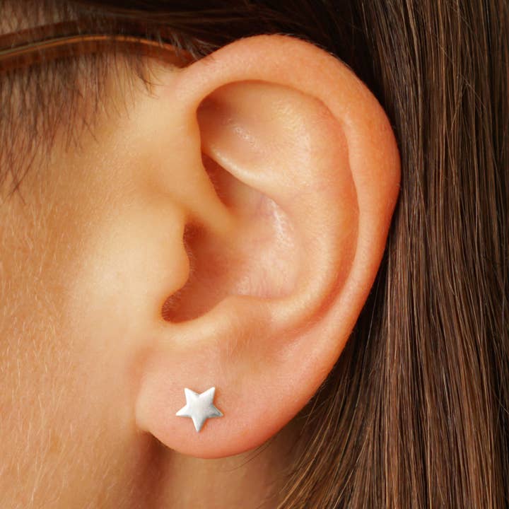 Nina Designs - Wholesale Stud/Post Earrings - Sterling Silver or Bronze Star and Moon Stud Earrings 7x5mm3