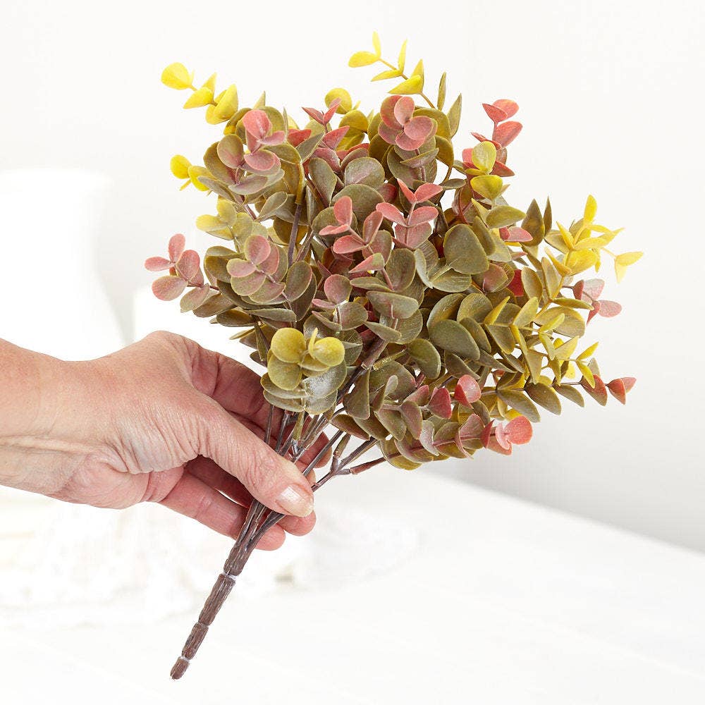 Factory Direct Craft - Wholesale Artificial Plant - 12" Autumn Mix Eucalyptus Bush for Indoors and Outdoors2