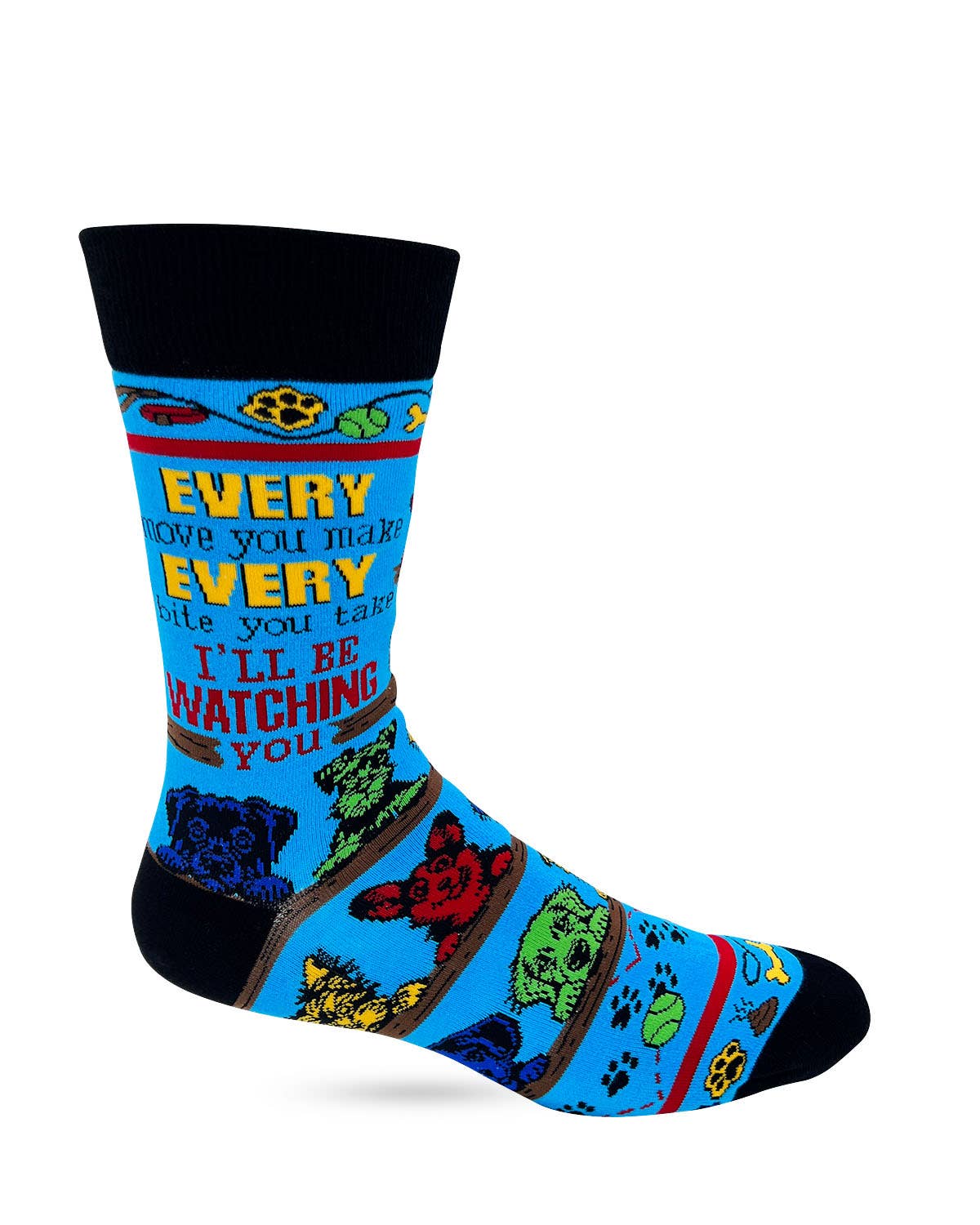 Fabdaz - Wholesale Socks - Men's - Every Move You Make, Every Bite You Take I'll Be Watching You Men's Novelty Crew Socks1