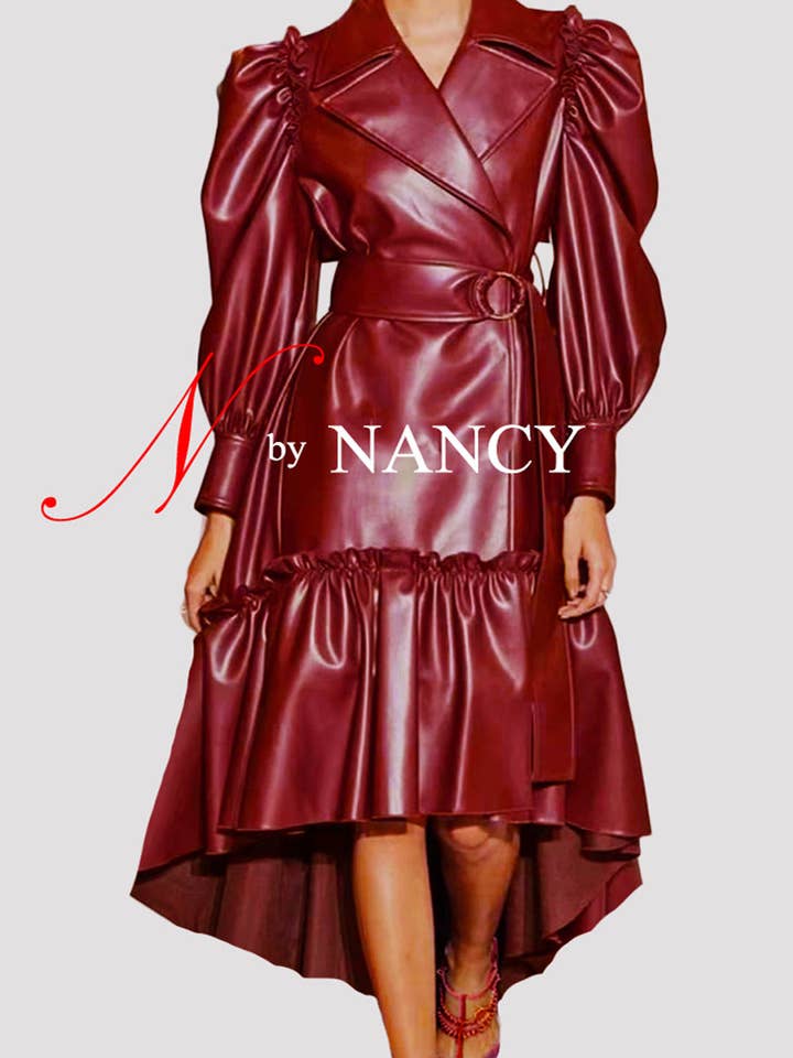 T13954 COAT DRESS (BLK, CHERRY, GRN) (S, M, XXL) for wholesale by N by Nancy