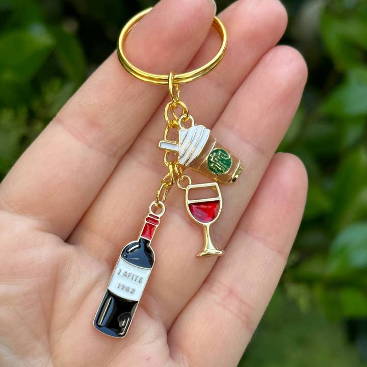 Arcfo Jewelry - Wholesale Keychain - Unisex - Cute Coffee, Ice Cream and Red Wine Keychain Set 3
