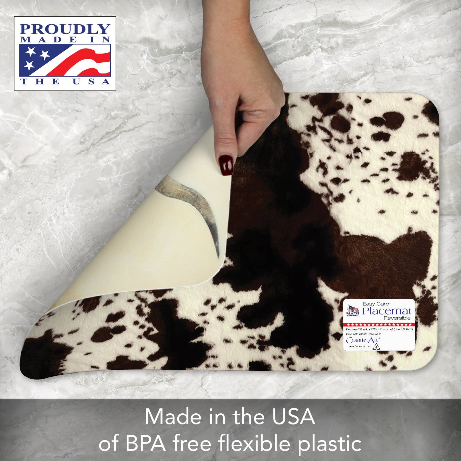 CounterArt/Highland Home/Thirstystone – wholesale Placemat – Longhorn Journey Reversible Rectangular Plastic Placemat4