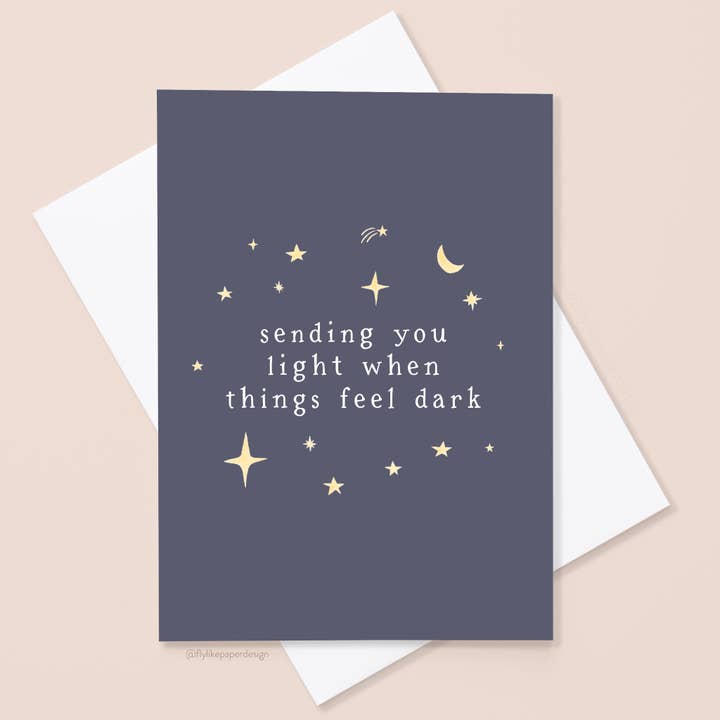 Sending Light Sympathy Card for wholesale by Fly Like Paper Design