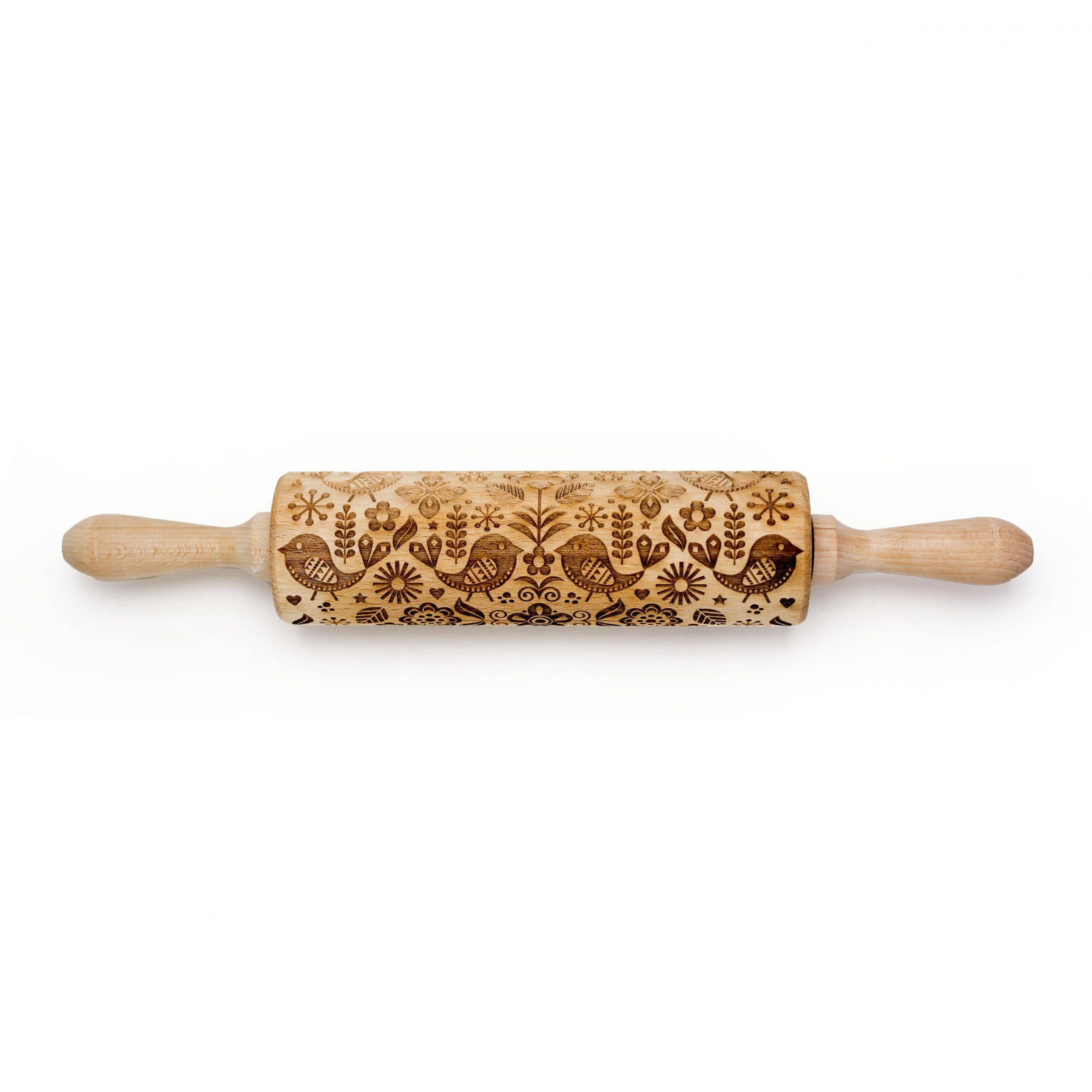 Boon Homeware - Wholesale Rolling Pin - Scandinavian 3 - Birds and Flowers Embossing Rolling Pin1
