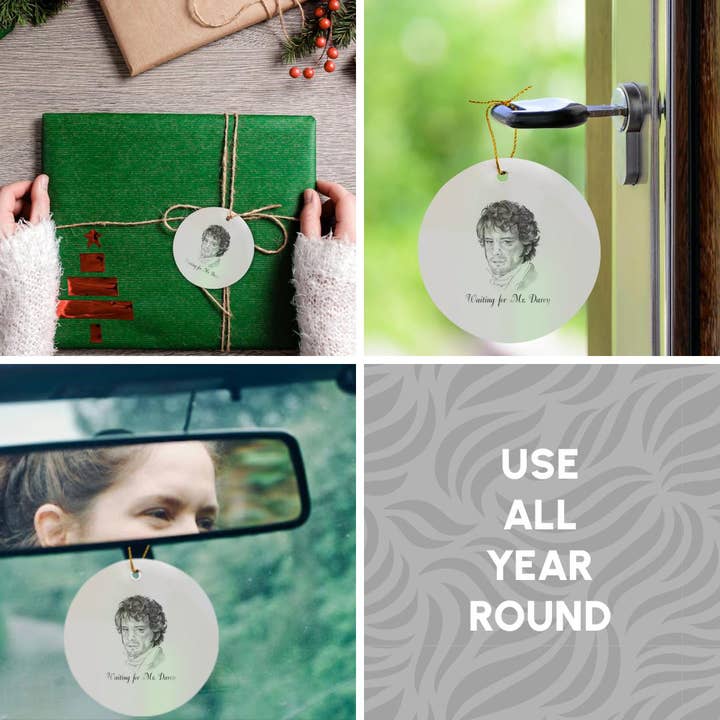 3dRose - Wholesale Ornament - 3dRose, Waiting for Mr Darcy Pencil Illustration, Ornament4