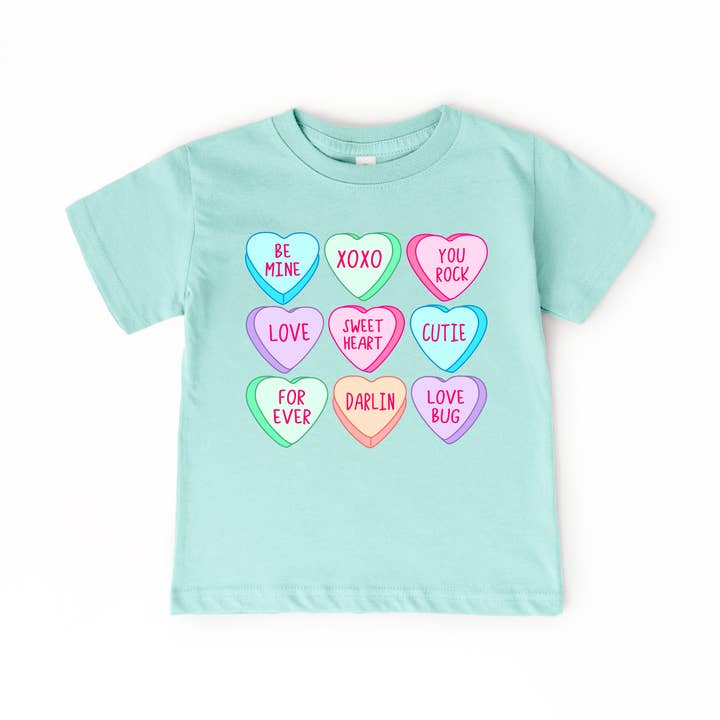 Conversation Hearts Candy Heart Girls Valentine's Day Shirt for wholesale by Benny & Ray Apparel